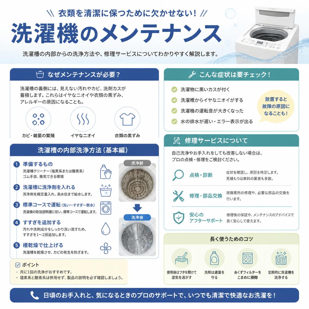 2. 洗濯機修理で清潔な衣類を