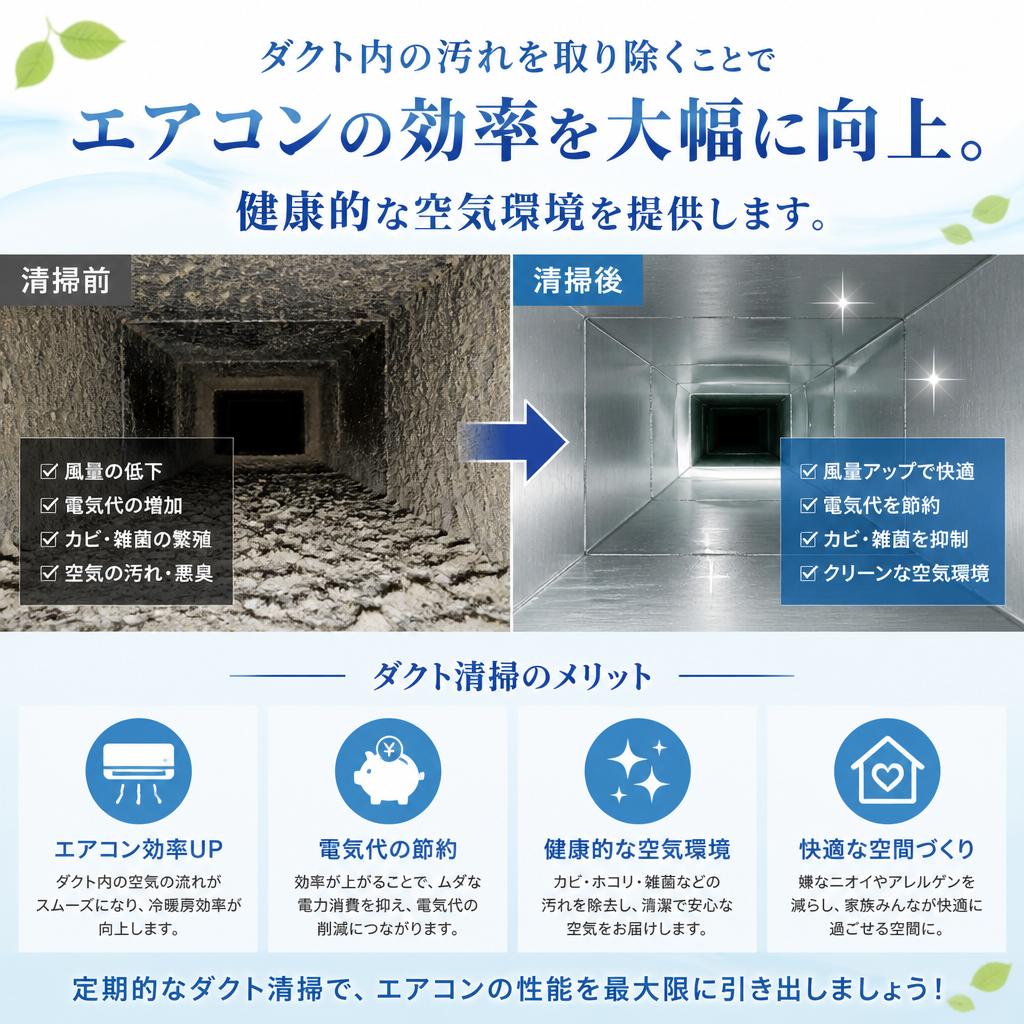 3. ダクト掃除でエアコンの効率UP！