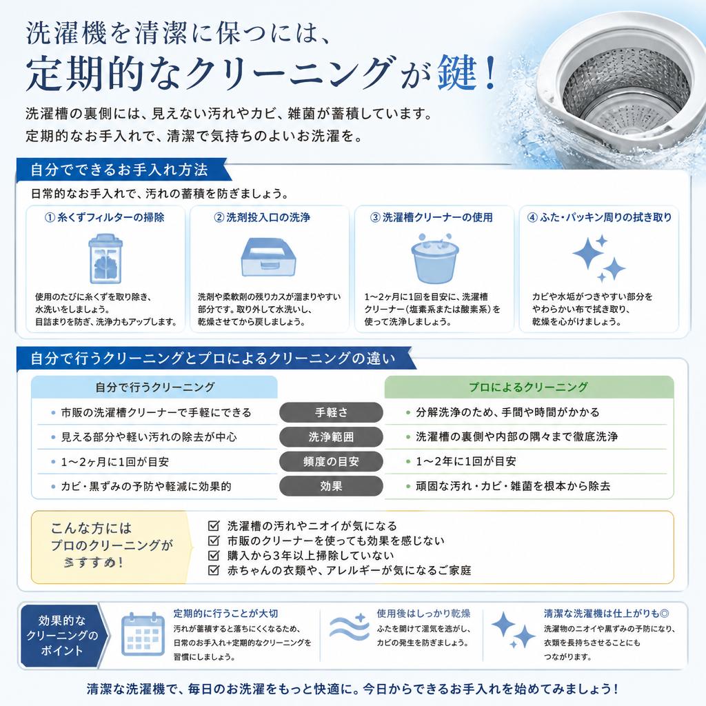 家庭用洗濯機のクリーニング方法