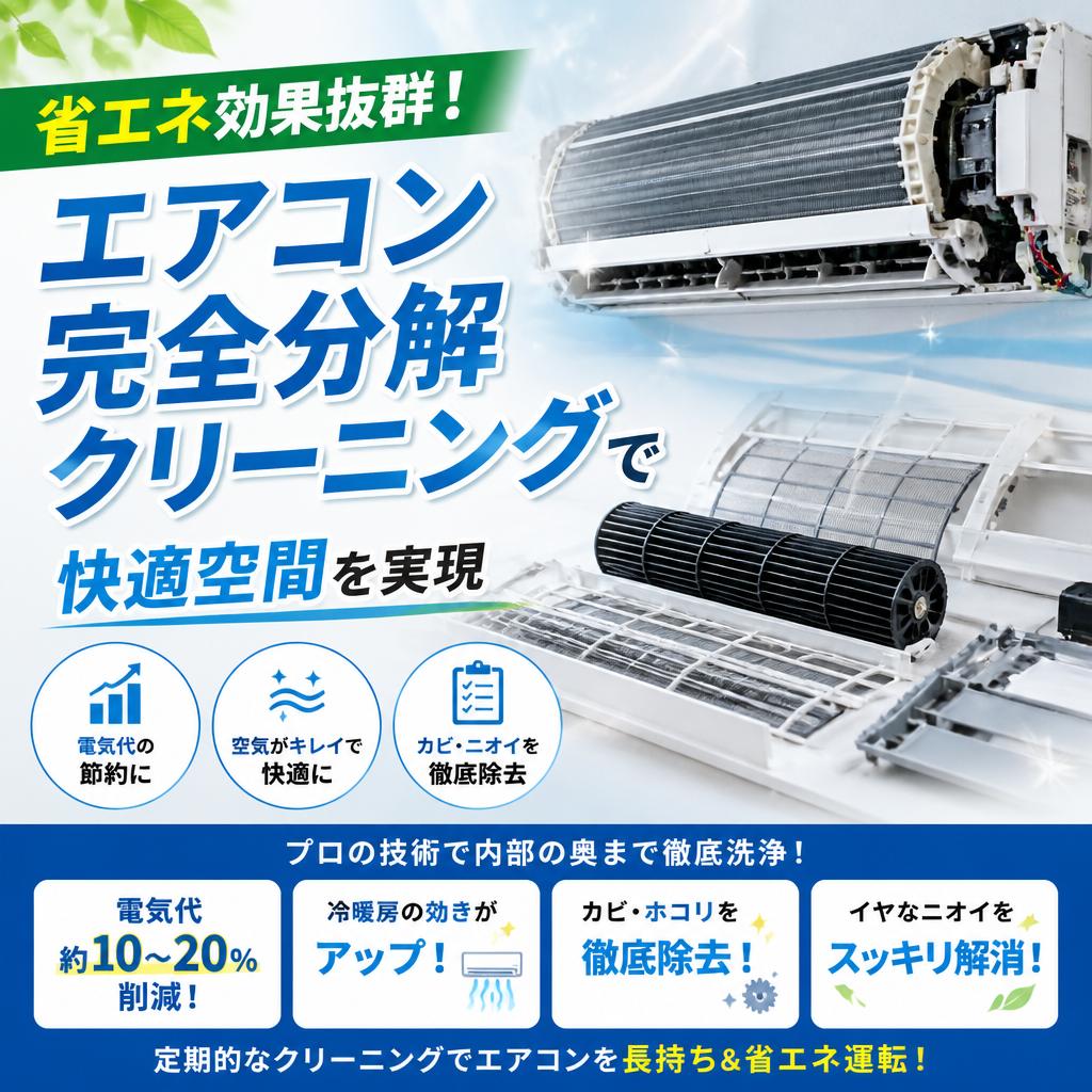 省エネ効果抜群！エアコン完全分解クリーニングで快適空間を実現