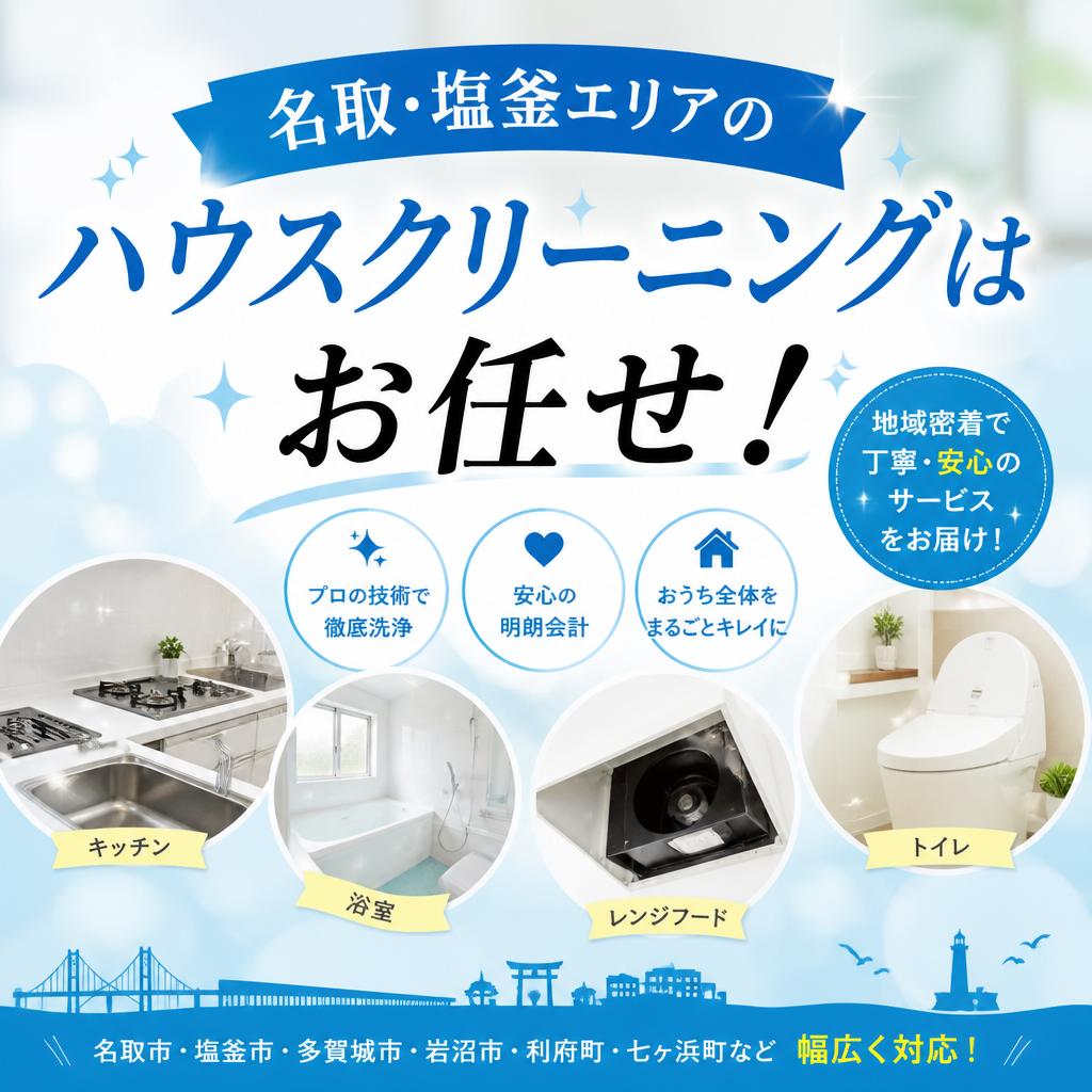 名取・塩釜エリアのハウスクリーニングはお任せ！