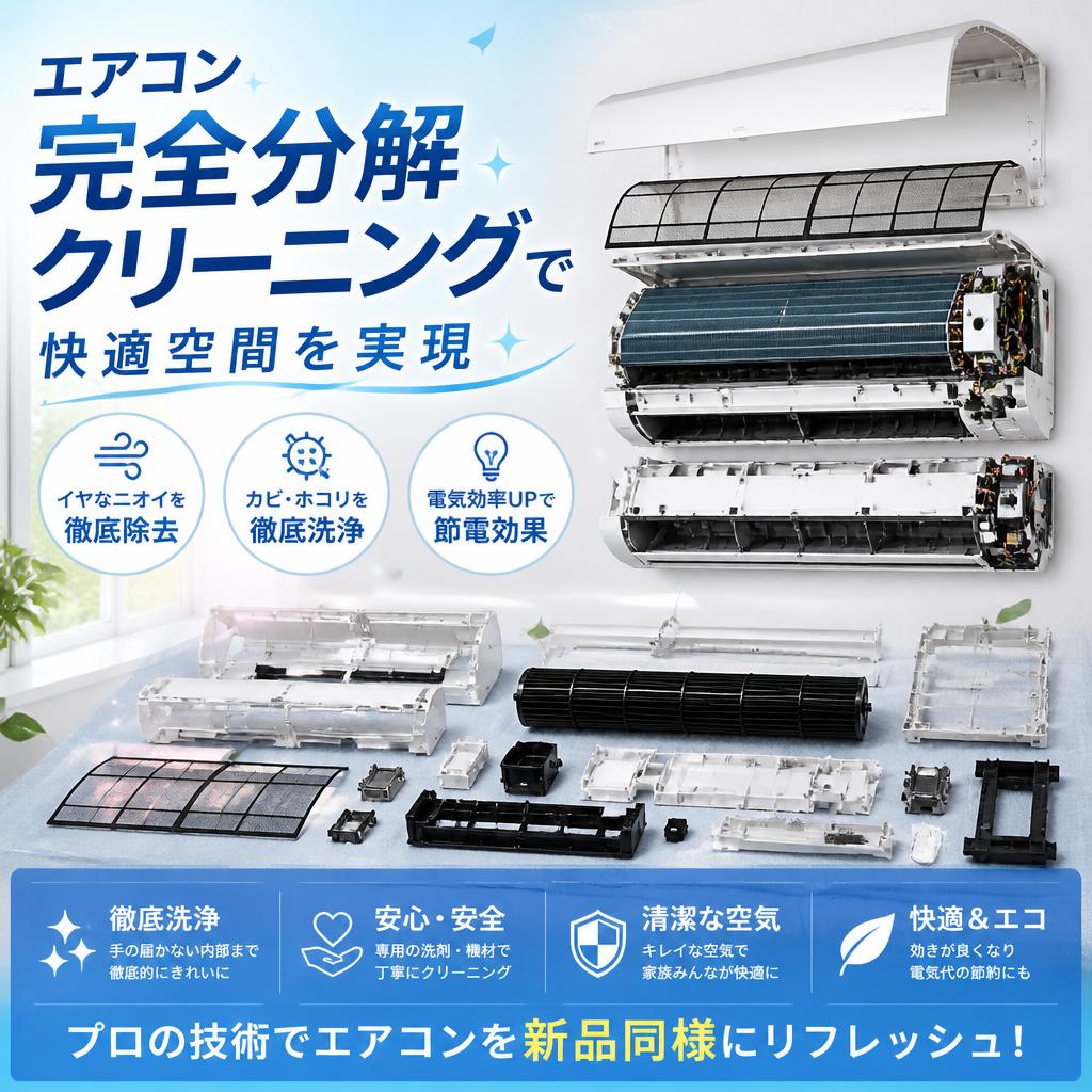 エアコン完全分解クリーニングで快適空間を実現