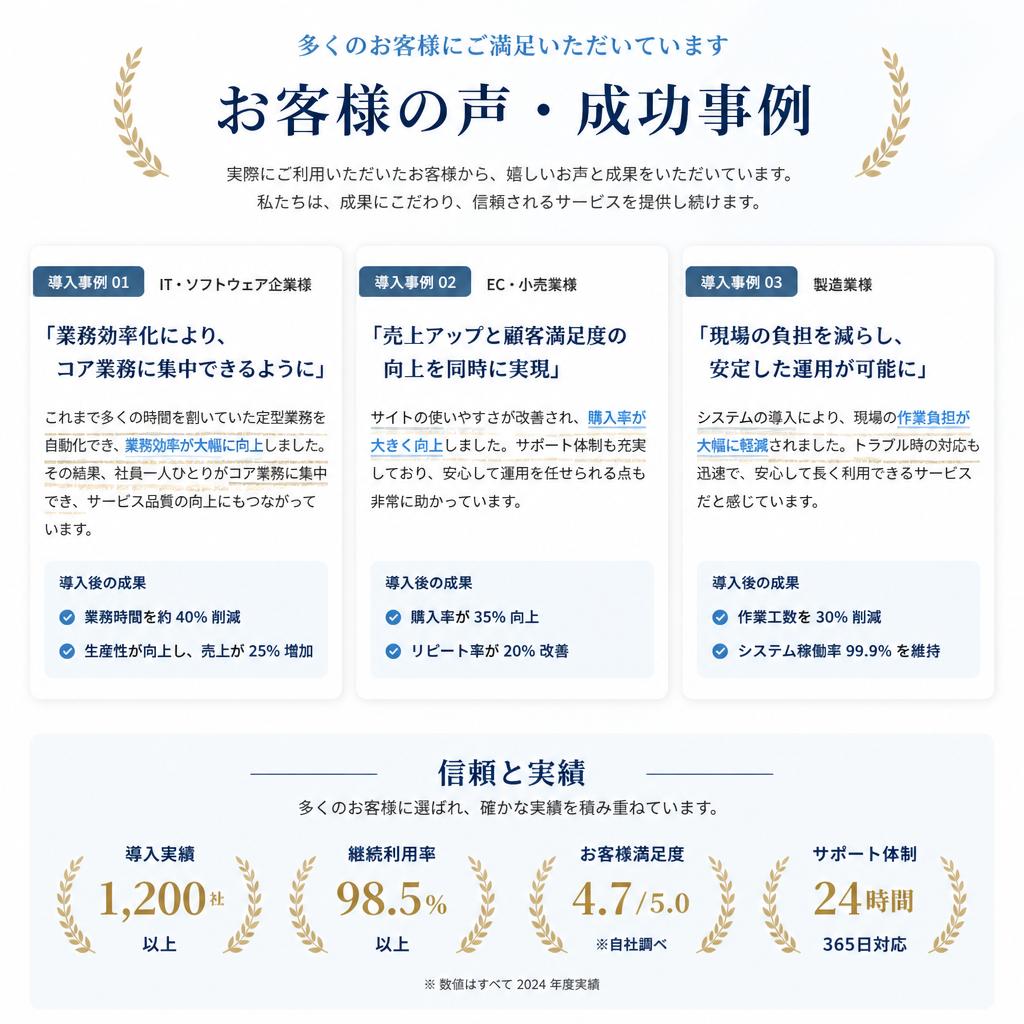 お客様の声と実績