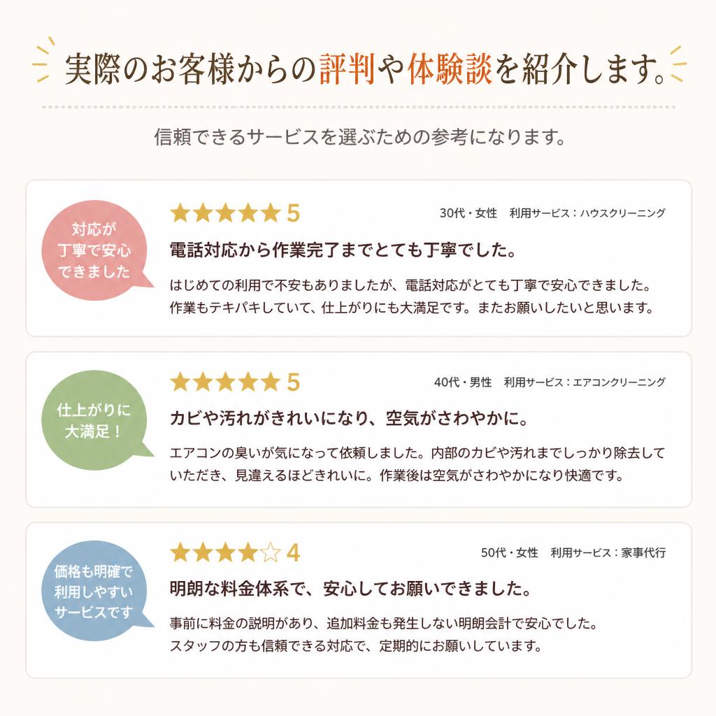 仙台での評判とお客様の声