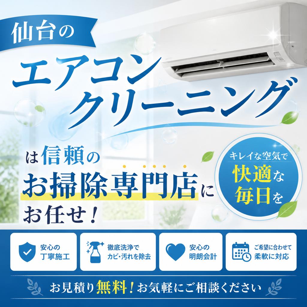 仙台のエアコンクリーニングは信頼のお掃除専門店にお任せ