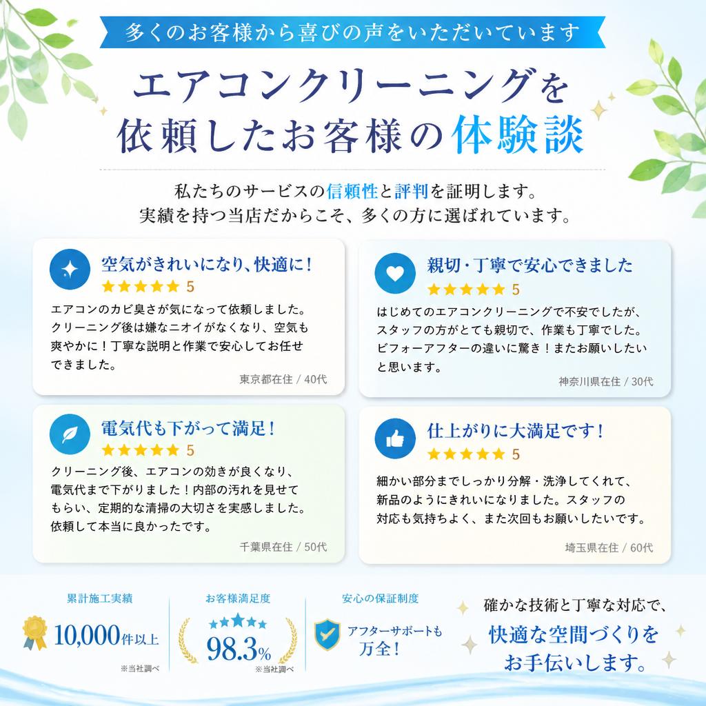 お客様の声：信頼の評判
