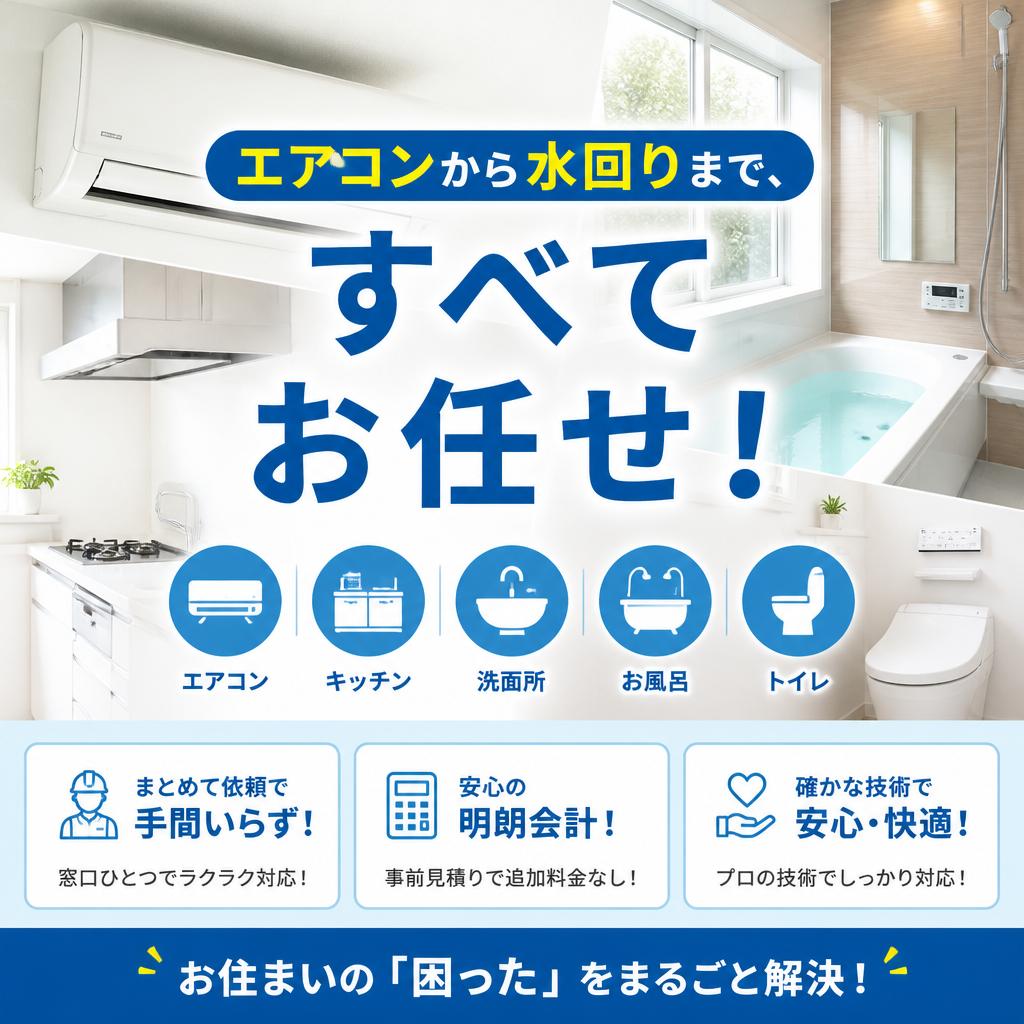 エアコンから水回りまで、すべてお任せ！
