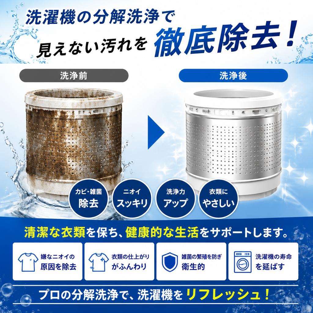 洗濯機の内部洗浄で清潔な衣類を