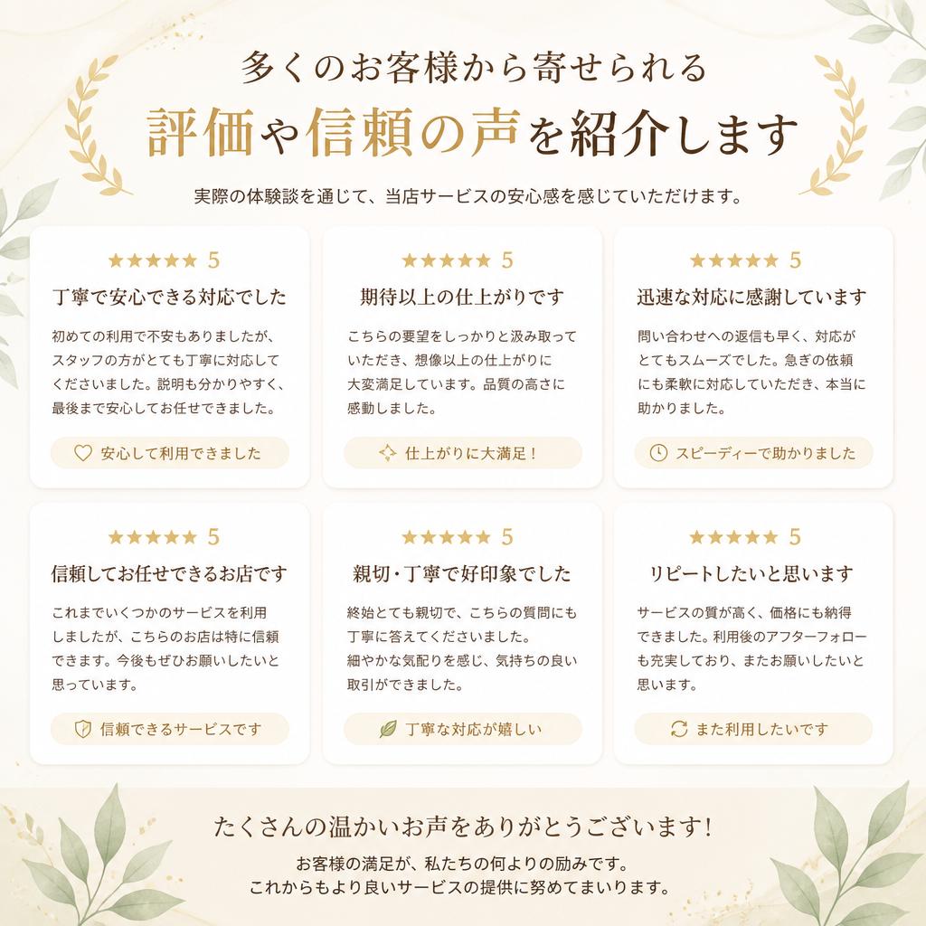 3. お客様の声：信頼の評判