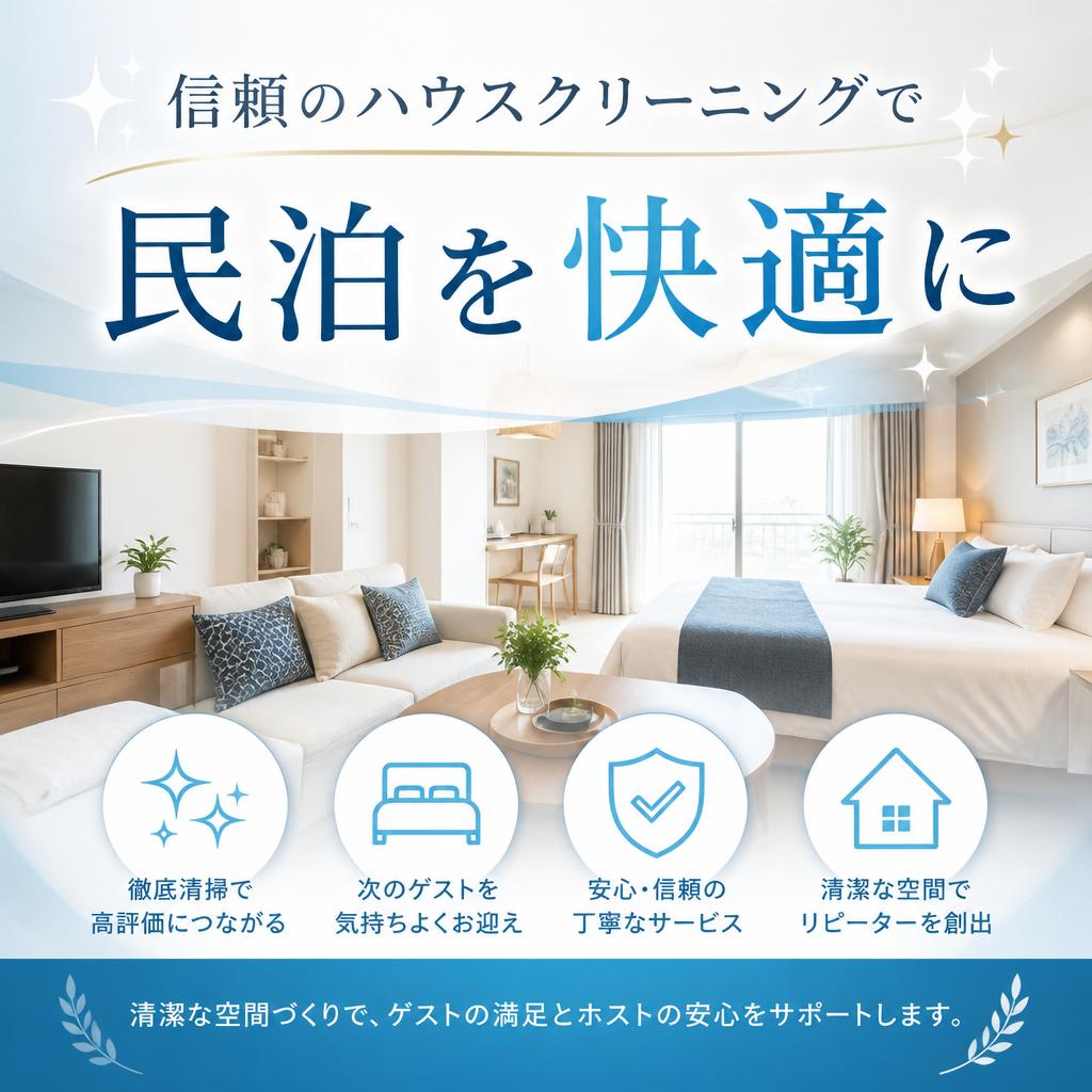 信頼のハウスクリーニングで民泊を快適に