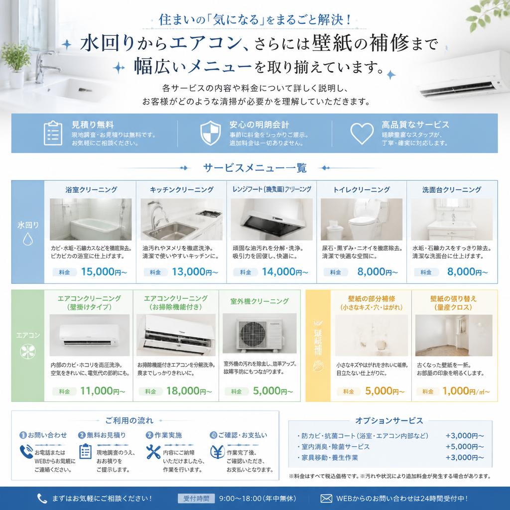 清掃メニューのご紹介
