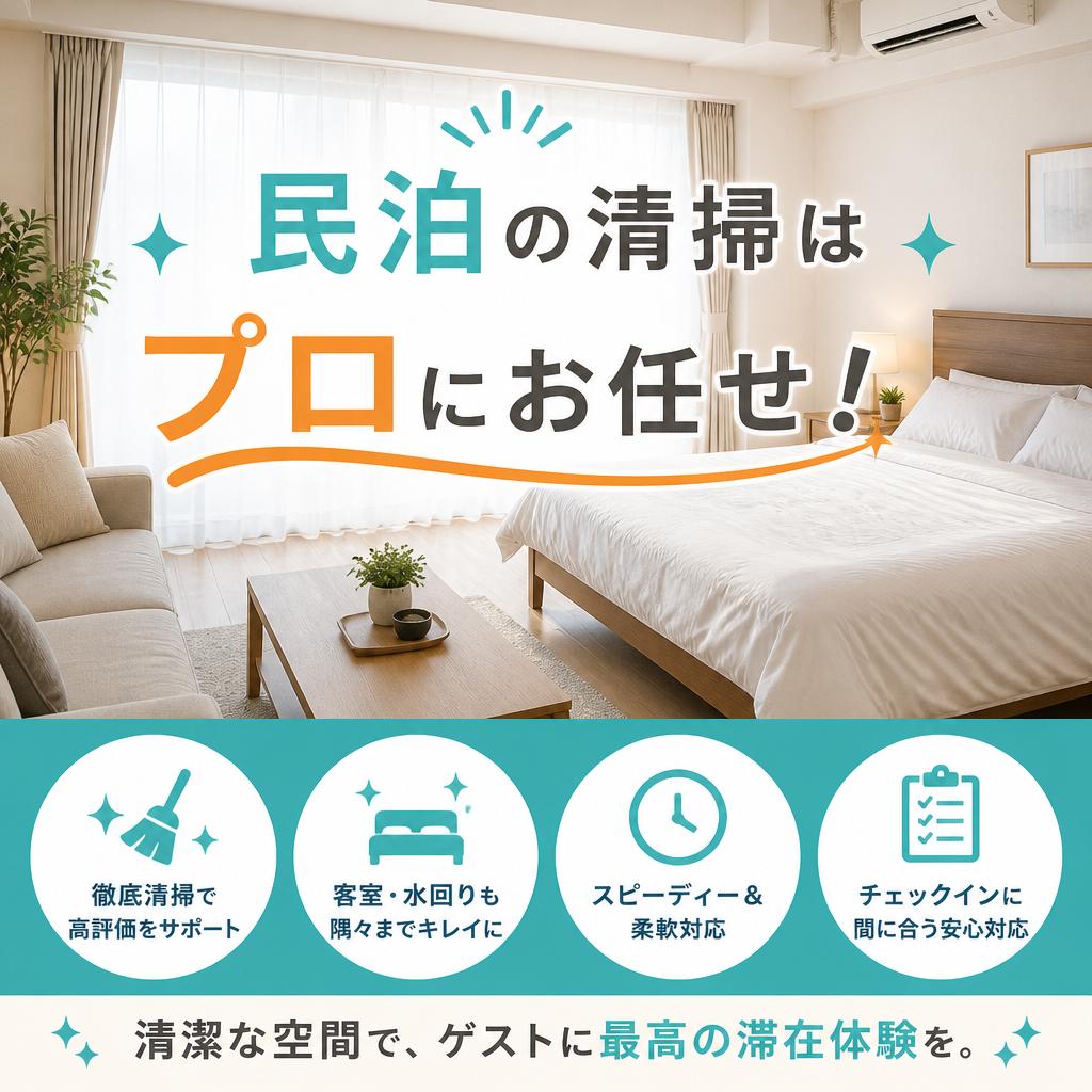 民泊の清掃はプロにお任せ！