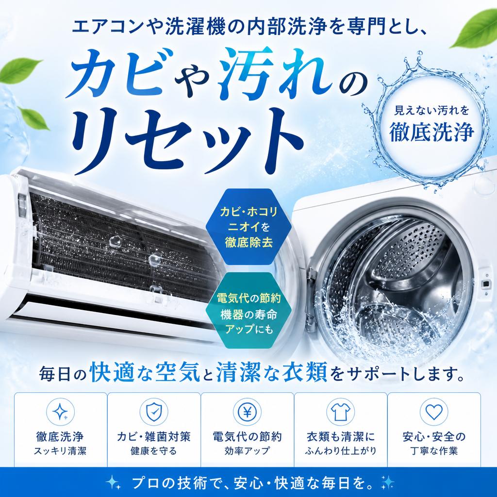 エアコンと洗濯機のプロ清掃
