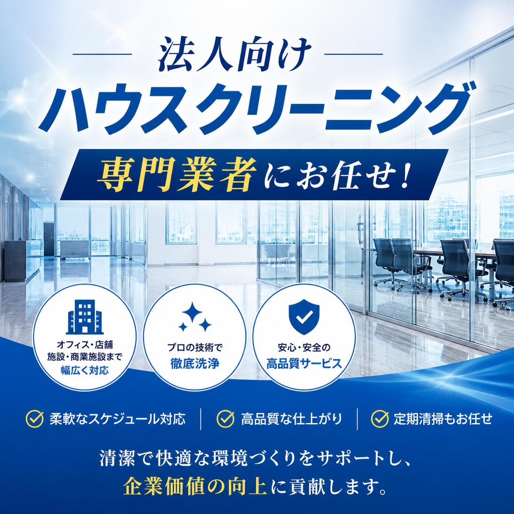 法人向けハウスクリーニング 専門業者にお任せ！