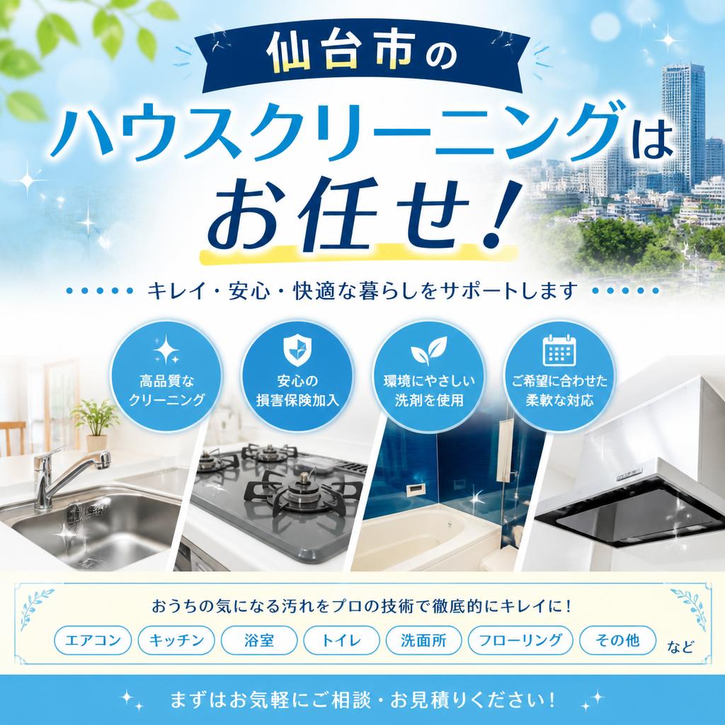 仙台市のハウスクリーニングはお任せ！