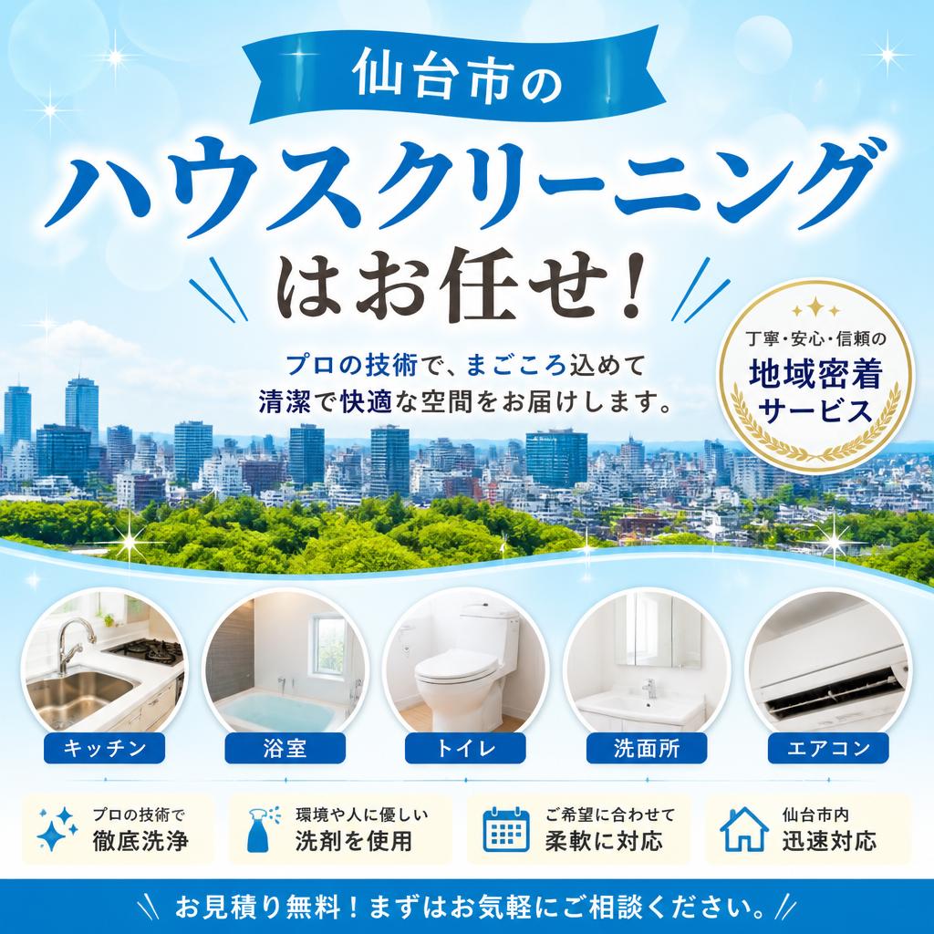 仙台市のハウスクリーニングはお任せ！